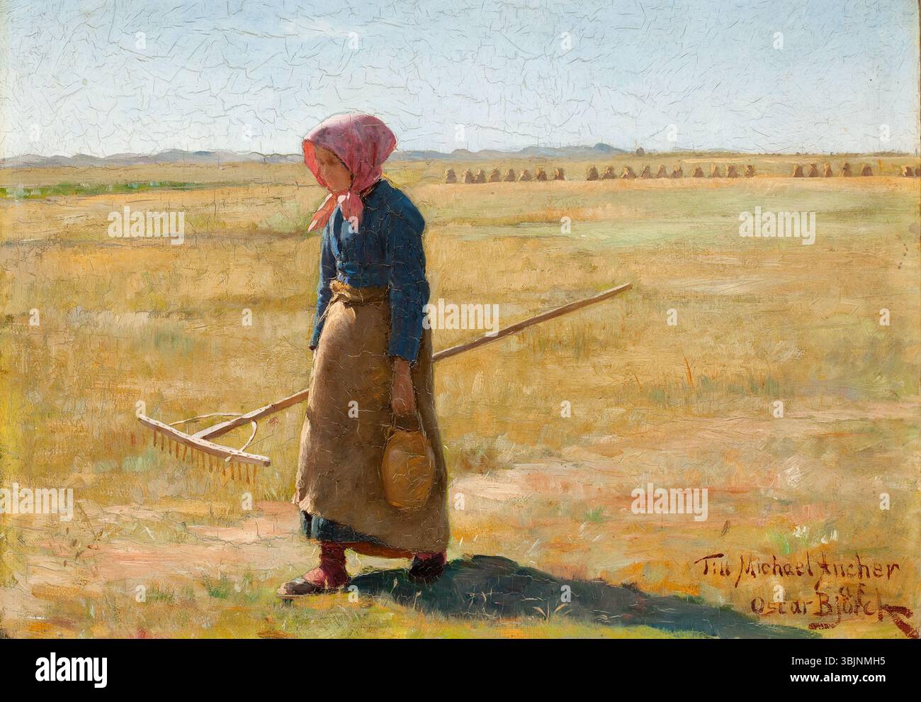 Gemälde von Oscar Björck aus der Zeit um 1883, das ein Mädchen zeigt, das in der Tradition der Skagener Maler tätig ist. Stockfoto