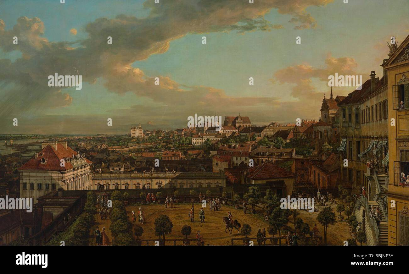 MP 228; Bellotto, Bernardo (1722-1780) (malarz); Polska; Widok Warszawy z tarasu Zamku Królewskiego; 1773; olej; płótno; 166 x 269 [186 x 288 x 8] Stockfoto