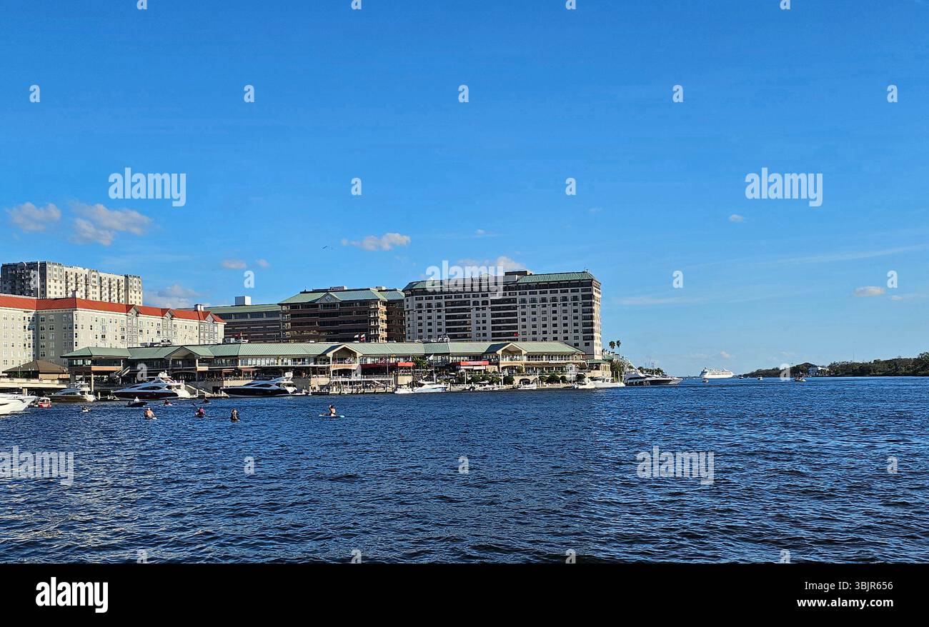 Seddon Channel und Harbour Island, Tampa - Smartphone-aufgenommenes Stockfoto