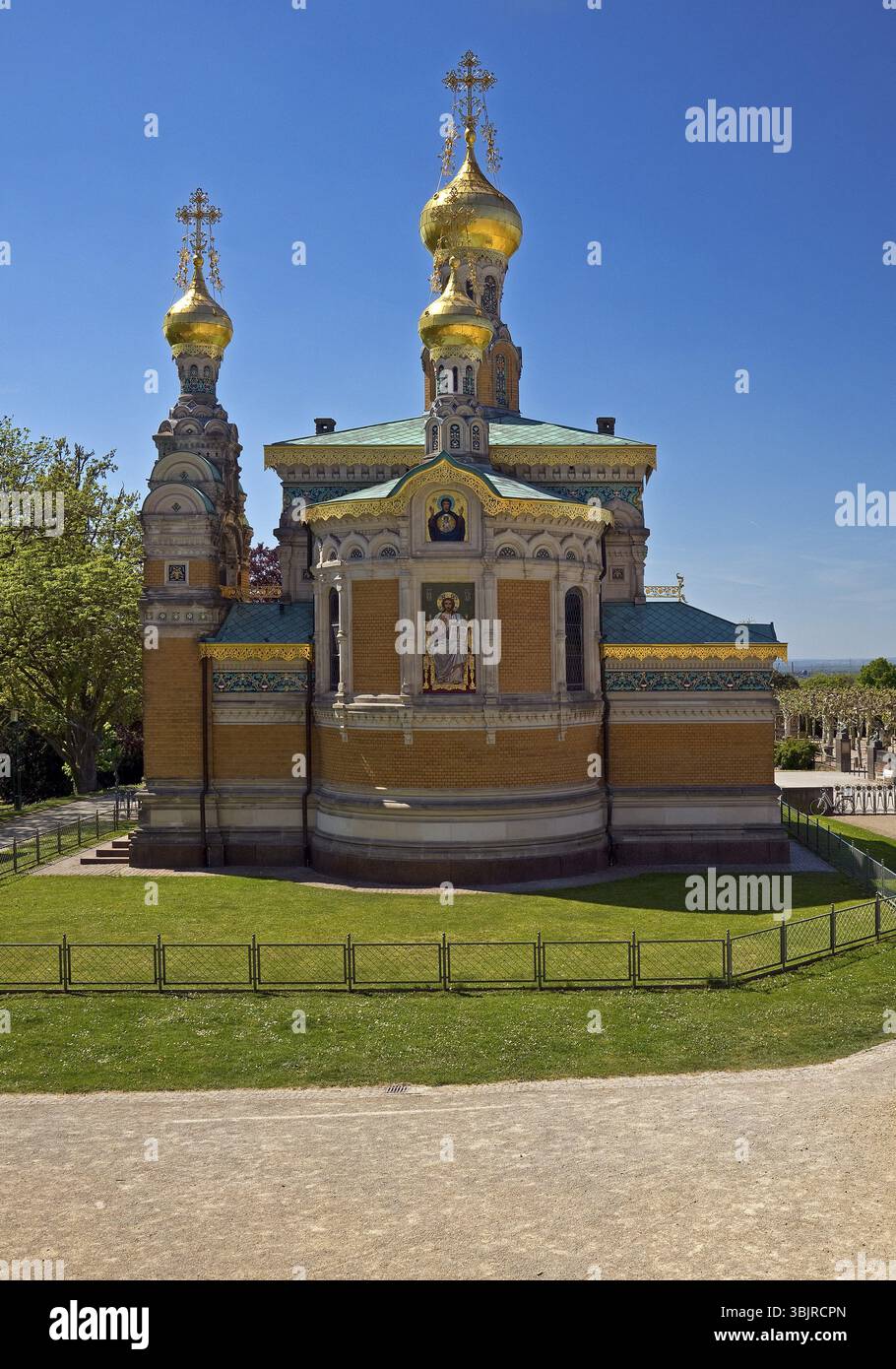 Russische Kapelle, Kirche auf importierter russischer Erde von Leon N. Benois, Mathildenhoehe, Darmstadt, Hessen, Deutschland, Europa Stockfoto