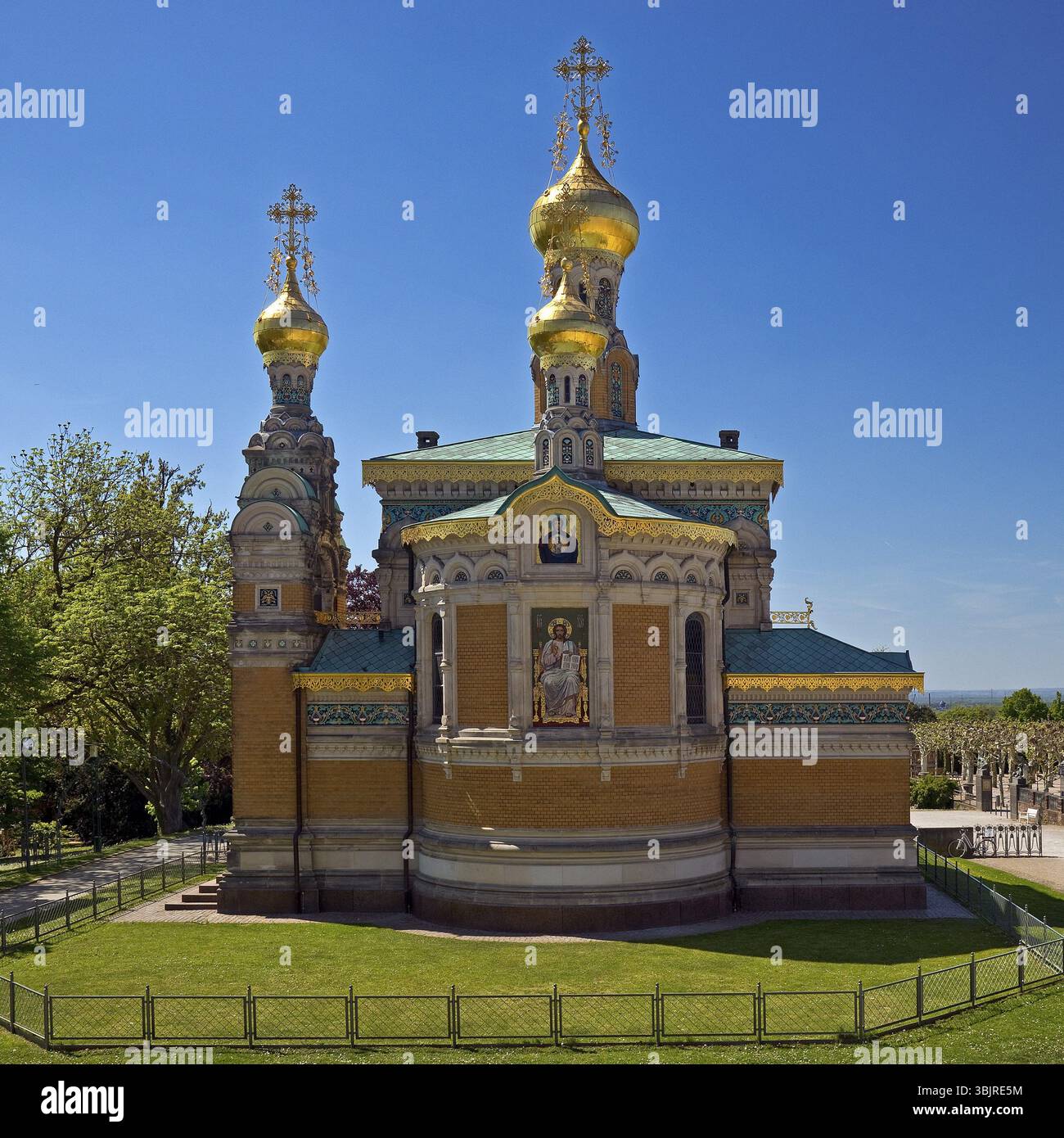 Russische Kapelle, Kirche auf importierter russischer Erde von Leon N. Benois, Mathildenhoehe, Darmstadt, Hessen, Deutschland, Europa Stockfoto