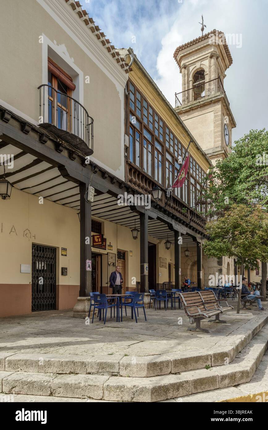 Uhrenturm, Melchor Garrido, neoklassizistisch, 19. Jahrhundert, in der Stadt Chinchilla de Montearagon, Provincia de Albacete, Kastilien La Mancha, Spanien, USA. Stockfoto