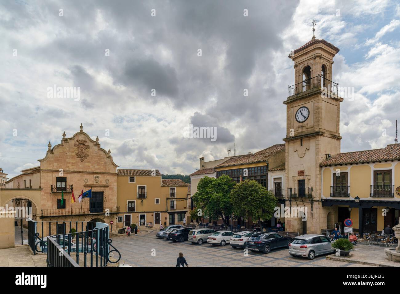 Uhrenturm, Melchor Garrido, neoklassizistisch, 19. Jahrhundert, in der Stadt Chinchilla de Montearagon, Provincia de Albacete, Kastilien La Mancha, Spanien, USA. Stockfoto