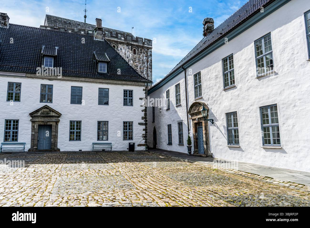 Das Innere der Bergenhus-Festung, das berühmte mittelalterliche Schloss in Bergen, Norwegen Stockfoto