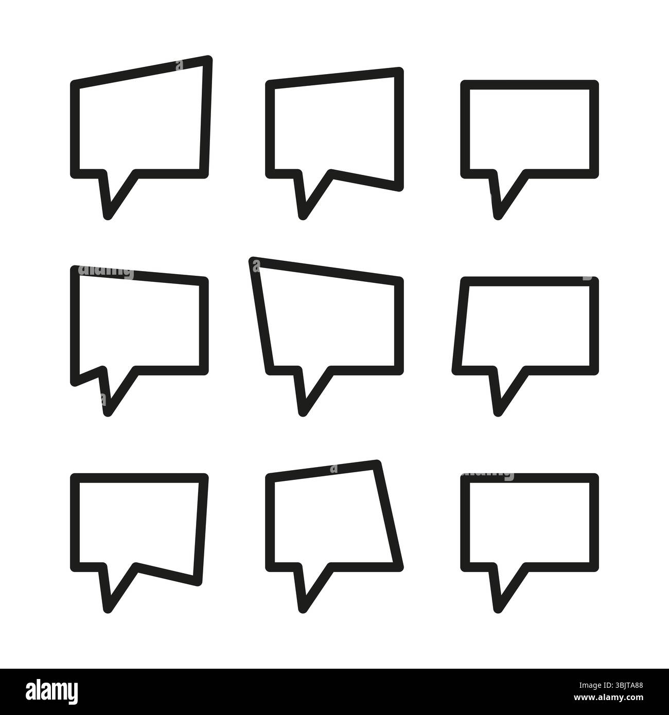 Sprechblasen-Symbole. Sprechende Textformen. Vektorkontur festgelegt. Dialogfeldsymbole. Stock Vektor