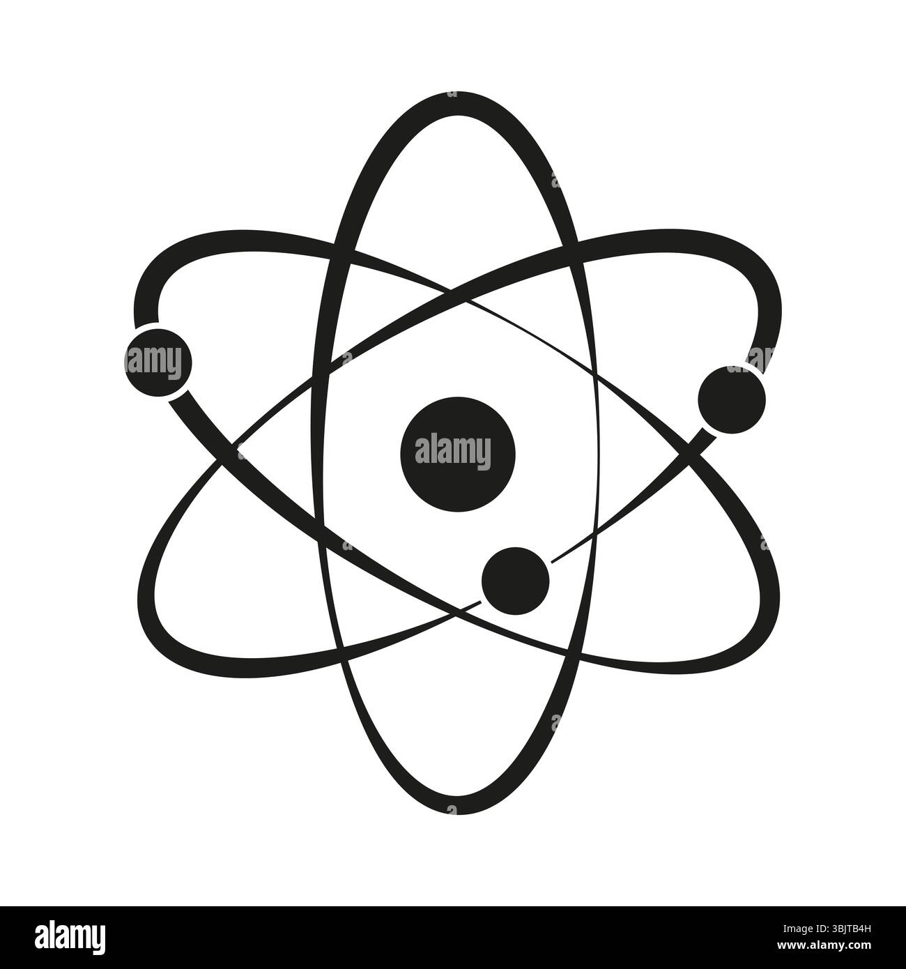 Symbol für Atomstruktur. Symbol für Wissenschaftsmoleküle. Vektorchemieelement. Kernphysik-Diagramm. Stock Vektor