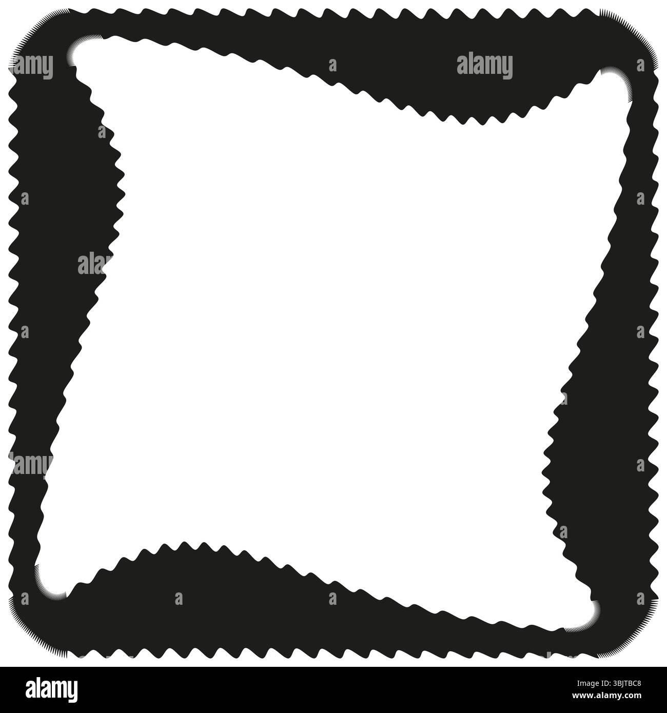Zickzack-Rahmenrand. Gebogene quadratische Form. Dynamische Vektorkante. Schwarzes Kontrastelement. Stock Vektor