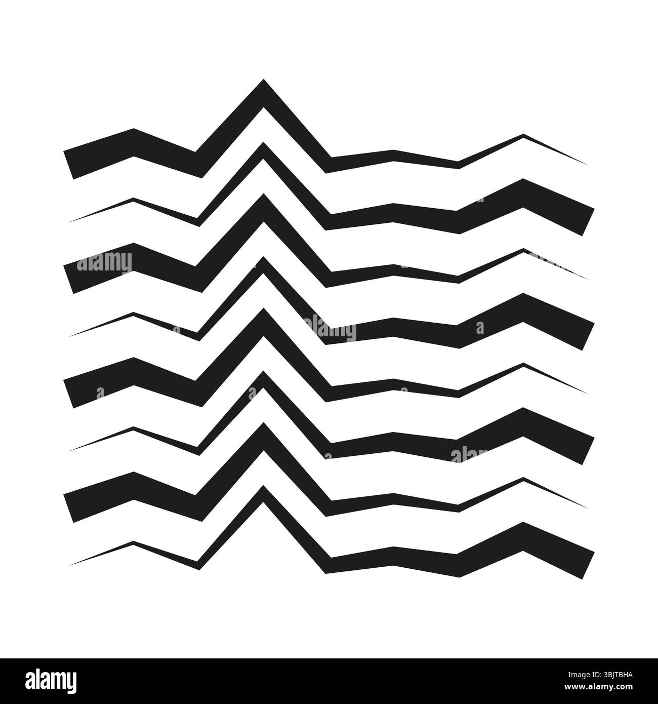 Symbol für Wellenlinien. Schwarze Zickzackform. Abstrakte Wellenform. Weißer Vektor-Hintergrund. Stock Vektor