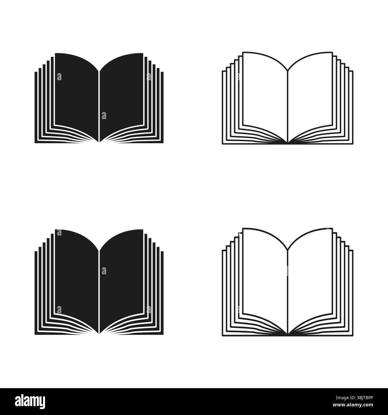 Symbol „Buch öffnen“. Formsatz wird gelesen. Wissenssymbolvektor. Abstrakte Papierform. Stock Vektor