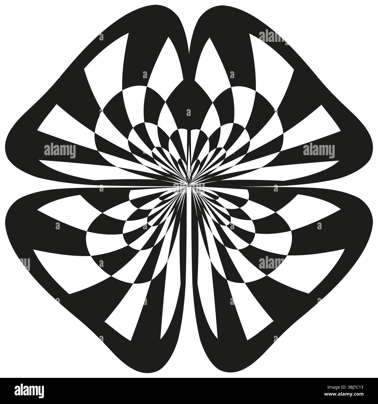 Karierte Herzformen. Schwarzweißes Muster. Vektor-Liebessymbole. Geometrisches romantisches Design. Stock Vektor
