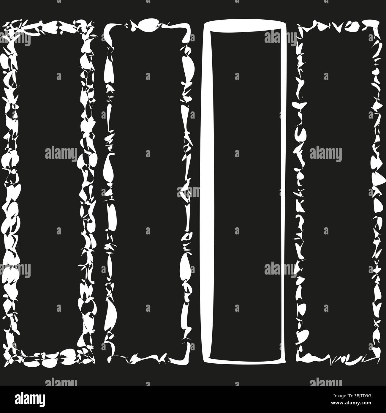 Gestreifter Rahmen. Lineare Musterkonstruktion. Vektorrechteckkontur. Schwarz-weiße Streifen. Stock Vektor