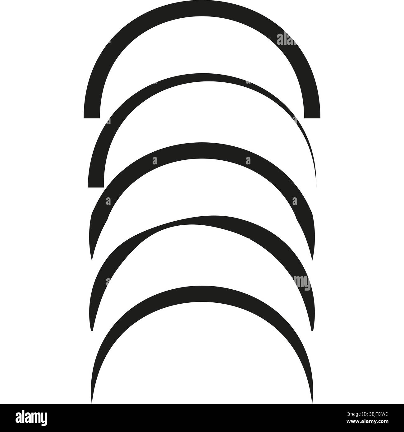 Halbkreismuster. Schwarze Bogenformen. Vektorkurvenelemente. Minimale abstrakte Form. Stock Vektor