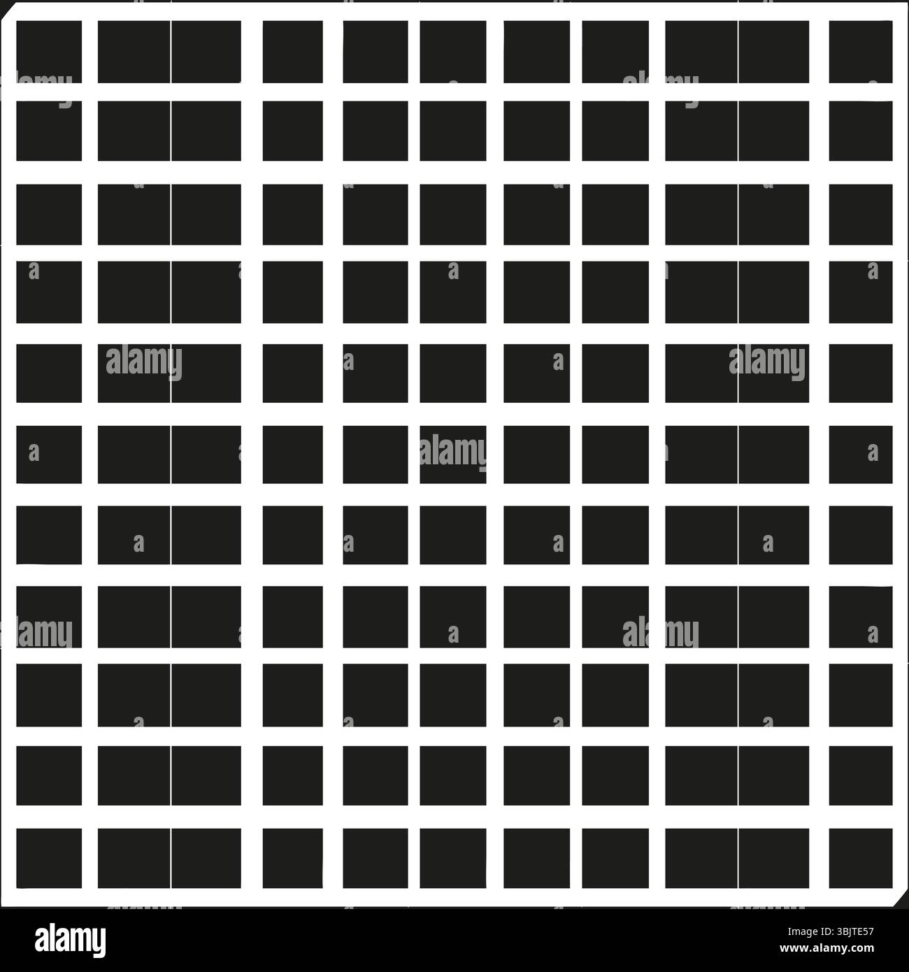 Quadratische Rasterform. Schwarzweißes Muster. Optischer Illusionsvektor. Symbol „Geometrisches Minimum“. Stock Vektor