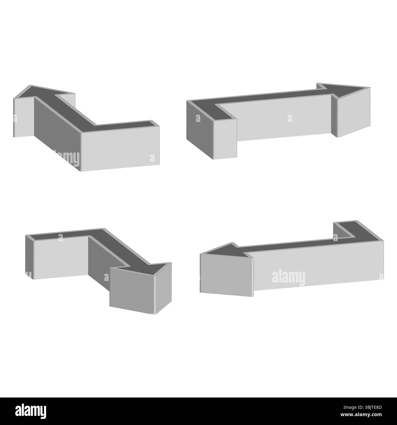 Metallbalken Set. Sammlung architektonischer Elemente. Silberne Konstruktionsteile. Industrielle Vektorformen. Stock Vektor