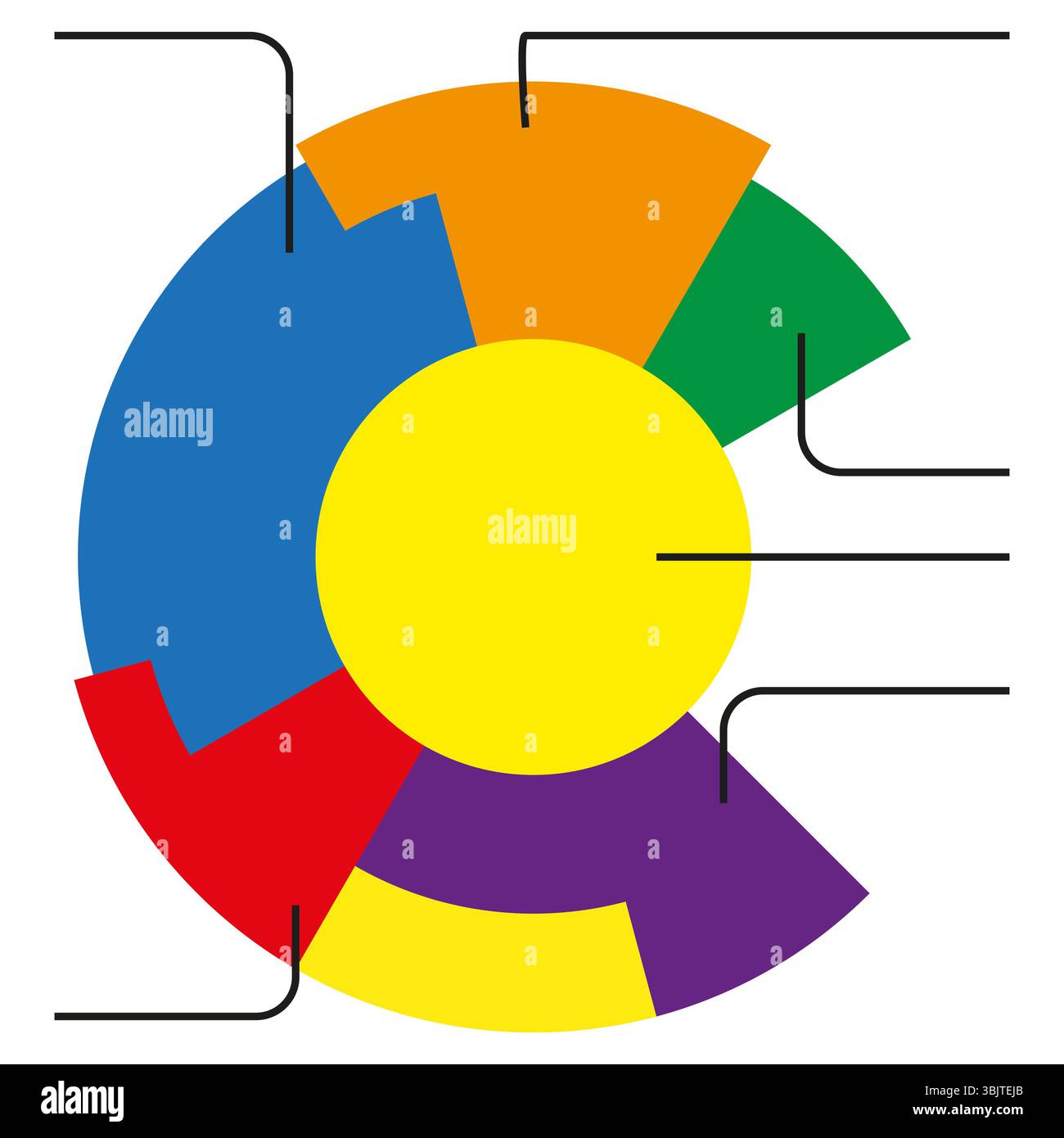 Buntes Tortendiagramm. Datenvisualisierungselement. Infografik-Bereich Vektoranalytische Darstellung. Stock Vektor