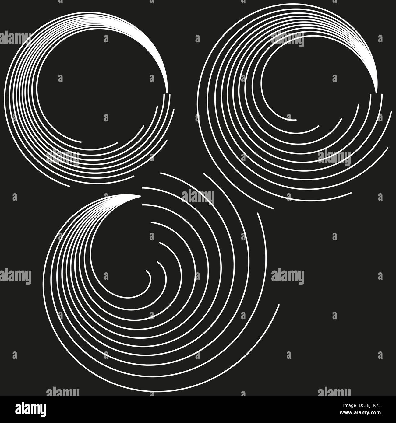 Abstraktes Spiraldesign. Schwarzes, geschwungenes Muster. Vektor fließende Bewegung. Organische geometrische Form. Stock Vektor