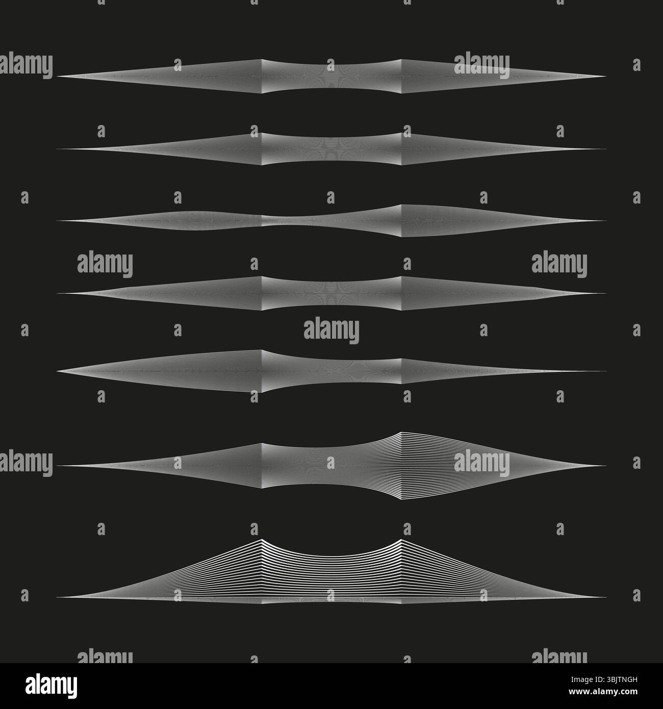 Wellenlinienmuster. Fließendes Streifendesign. Vektorwellen-Ornament. Abstrakte gekrümmte Elemente. Stock Vektor