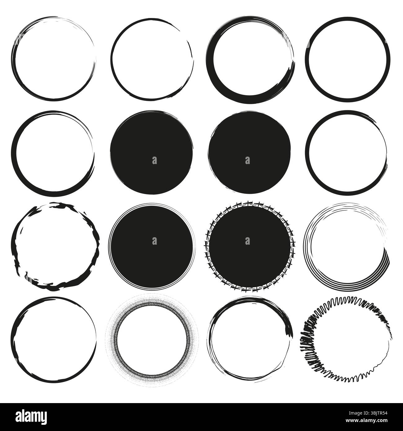Kreisrasterform. Abstrakte gepunktete Form. Schwarzweißes Muster. Vektorsymmetrie Layout. Stock Vektor