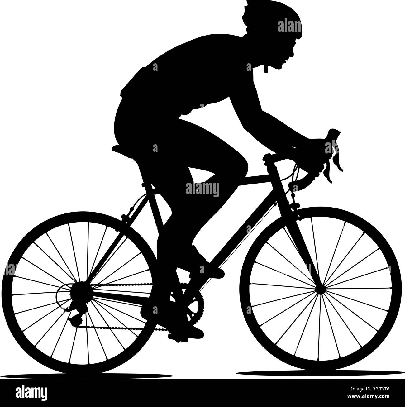 Radfahrer Silhouette fährt ein Fahrrad, das Geschwindigkeit Fitness und gesunden Lebensstil in Schwarz-weiß zeigt Stock Vektor