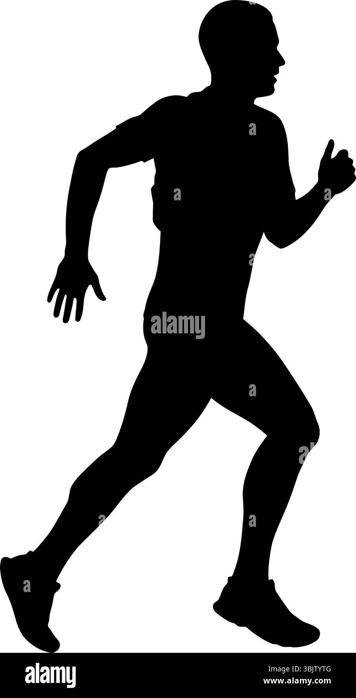 Die Silhouette des Läufers springt nach vorne und zeigt Entschlossenheit und Leichtathletik in minimalistischem Stil vor einem schlichten Hintergrund Stock Vektor