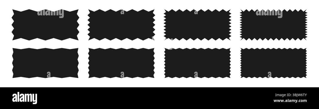 Gezackter Aufkleber oder Stempelsatz mit welligen Kanten Stock Vektor