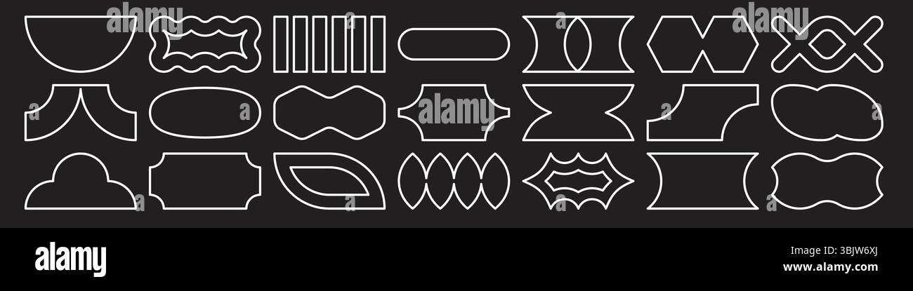 Weiße Rahmen mit geometrischen Grundformen und Figuren. Stock Vektor