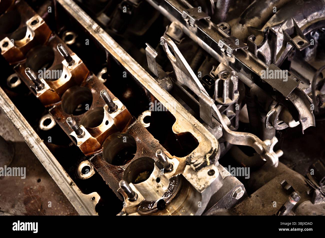 Motorblock eines Autos Nahaufnahme Stockfoto