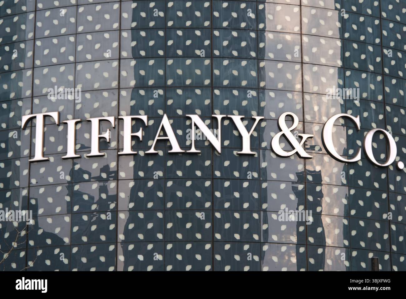 Shanghai, China - 29. März 2025: Firmenlogo Tiffany & Co Stockfoto