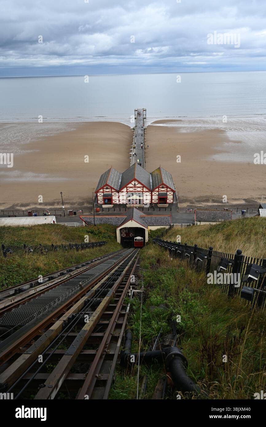 Saltburn Cliff Lift ist eine Standseilbahn in Saltburn by the Sea, North Yorkshire Coast Stockfoto