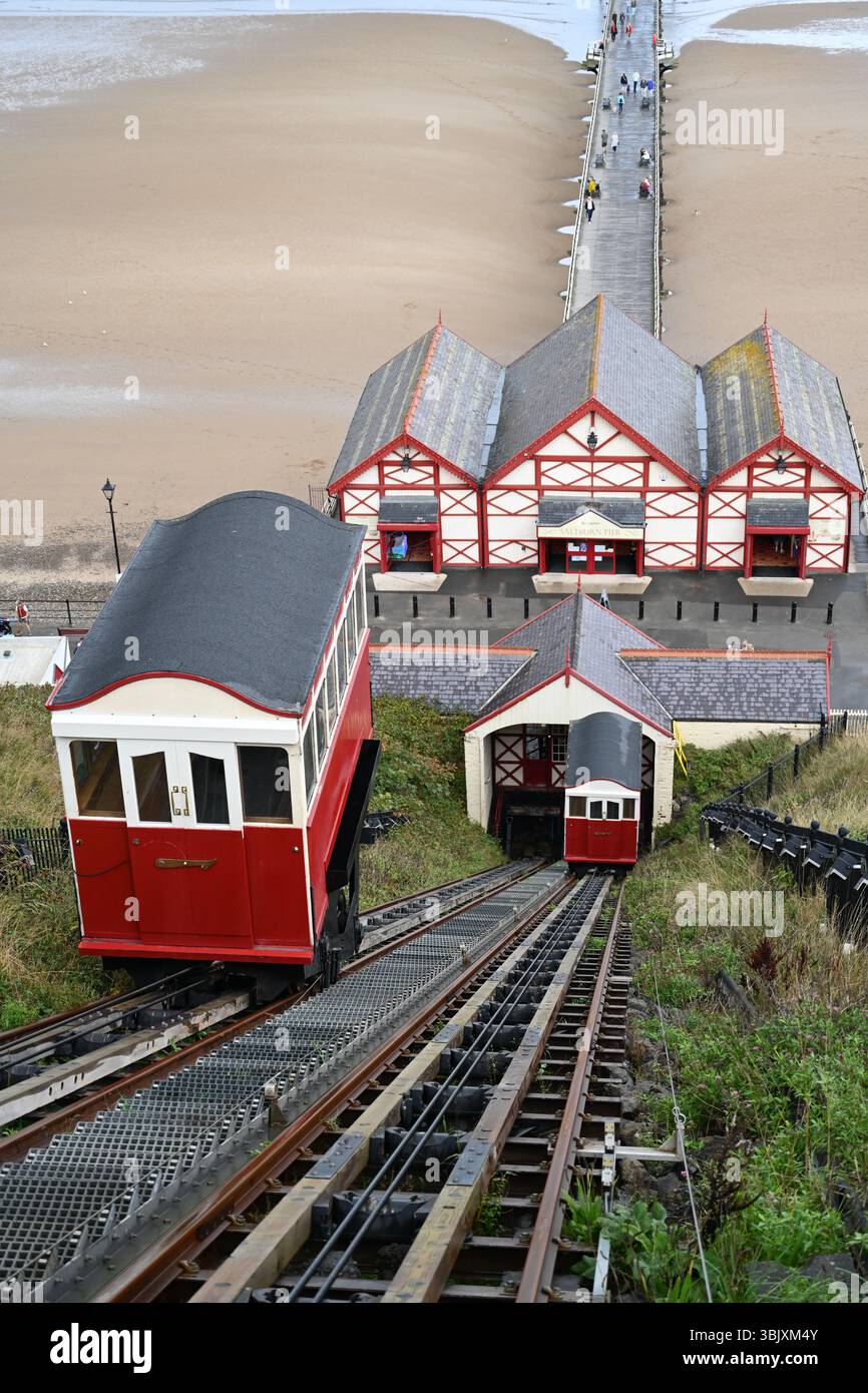 Saltburn Cliff Lift ist eine Standseilbahn in Saltburn by the Sea, North Yorkshire Coast Stockfoto
