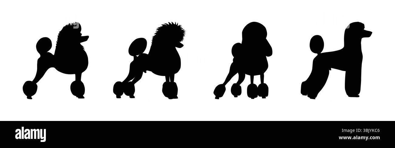 Pudelhund-Silhouette-Set Stock Vektor