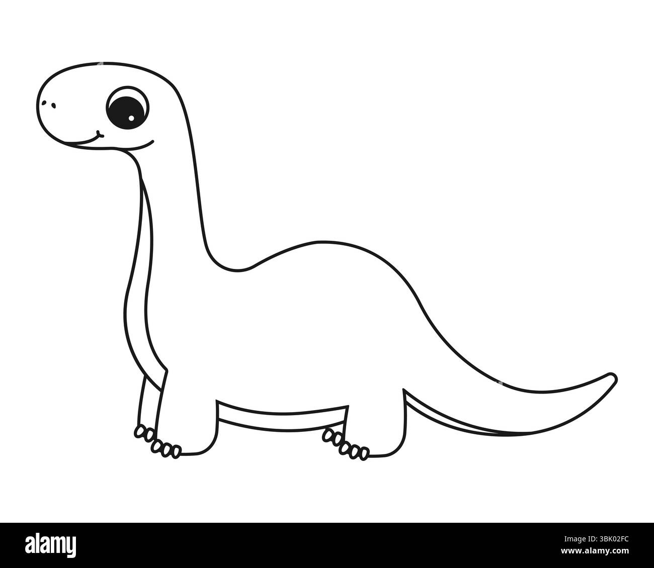 Ausmalseite mit einem Bild eines süßen Dinosauriers. Malbuch für Kinder und Erwachsene. Stock Vektor