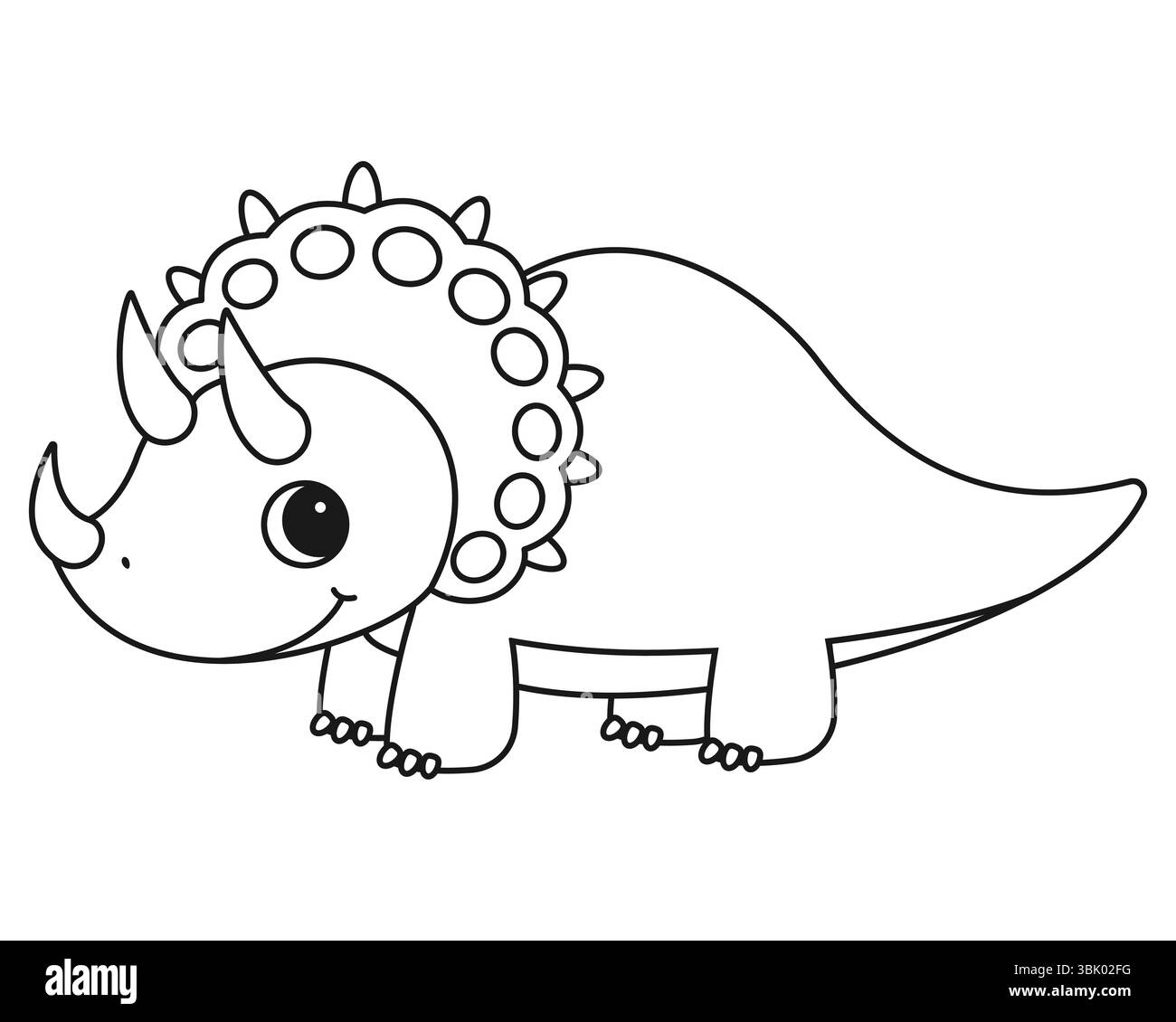 Ausmalseite mit einem Bild eines süßen Dinosauriers. Malbuch für Kinder und Erwachsene. Stock Vektor