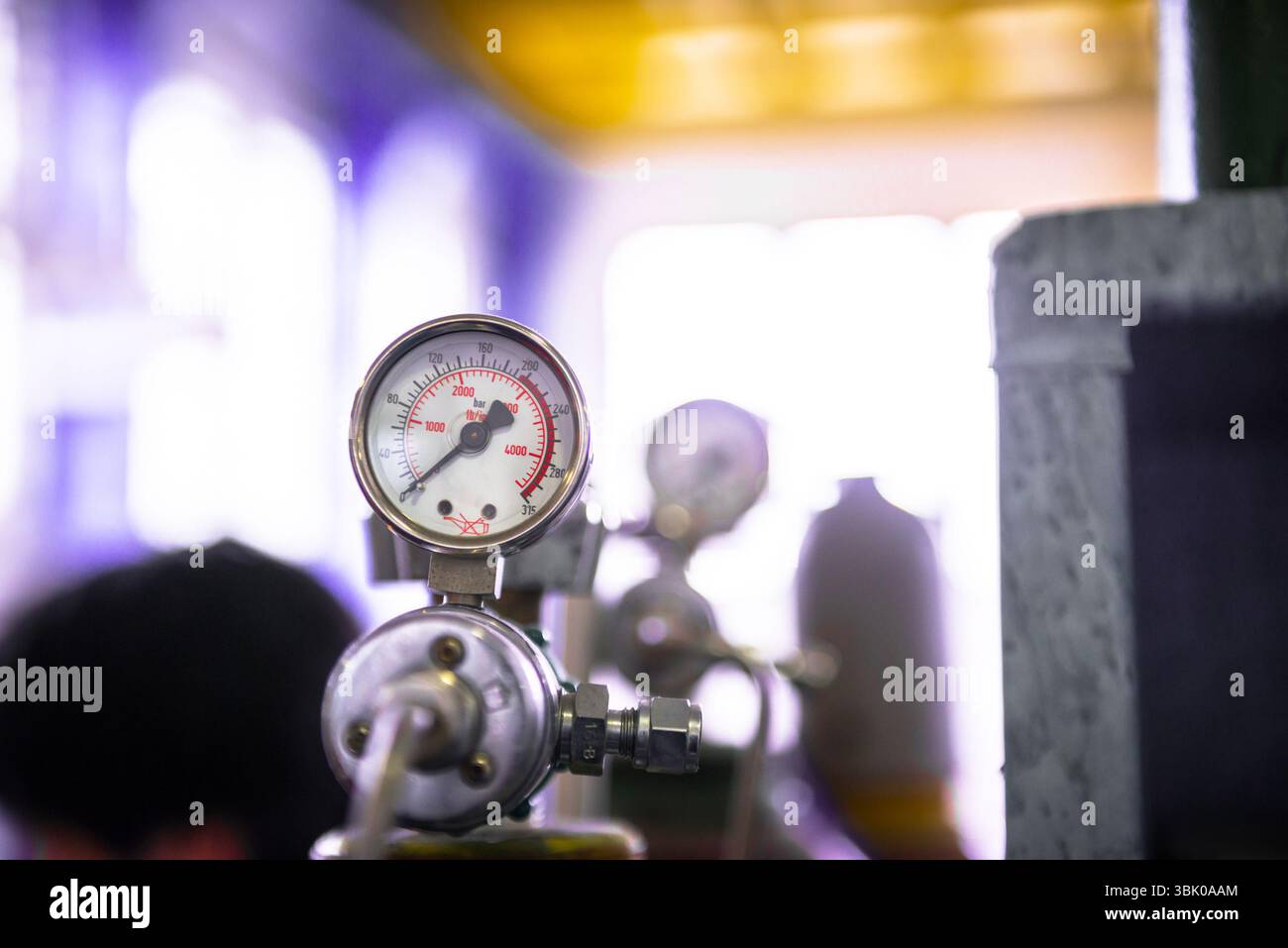 Manometer ein Luft-Kompressor Closeup Fotos Stockfoto Manometer ein Luft-Kompressor Closeup Fotos Stockfoto