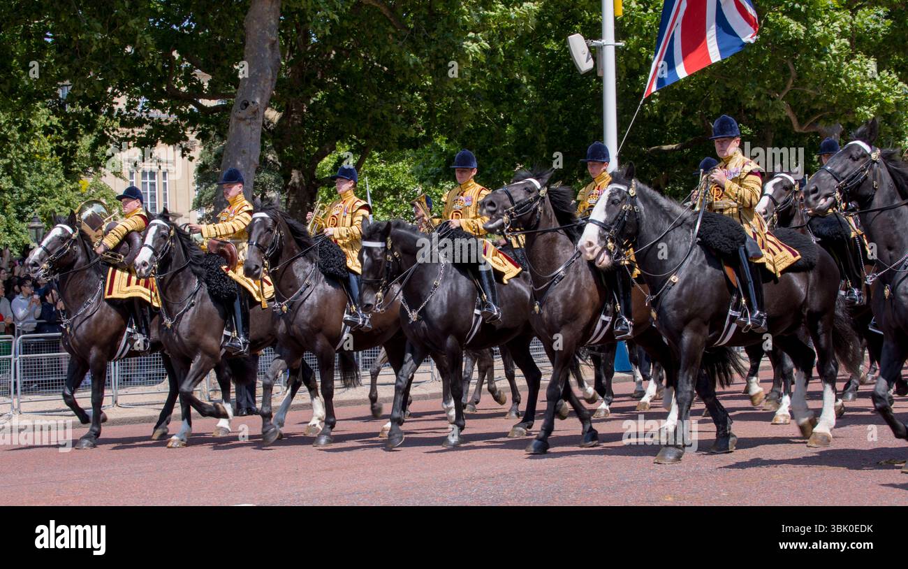 Band der Household Cavalry Trooping the Colour Color the Mall Westminster London 2025 Stockfoto
