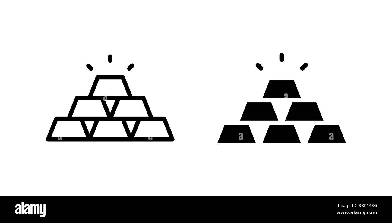 Goldenes Symbolset zur Darstellung von Goldbarren für Vermögens-, Bank- und Anlagethemen in der Finanz-UI Stock Vektor