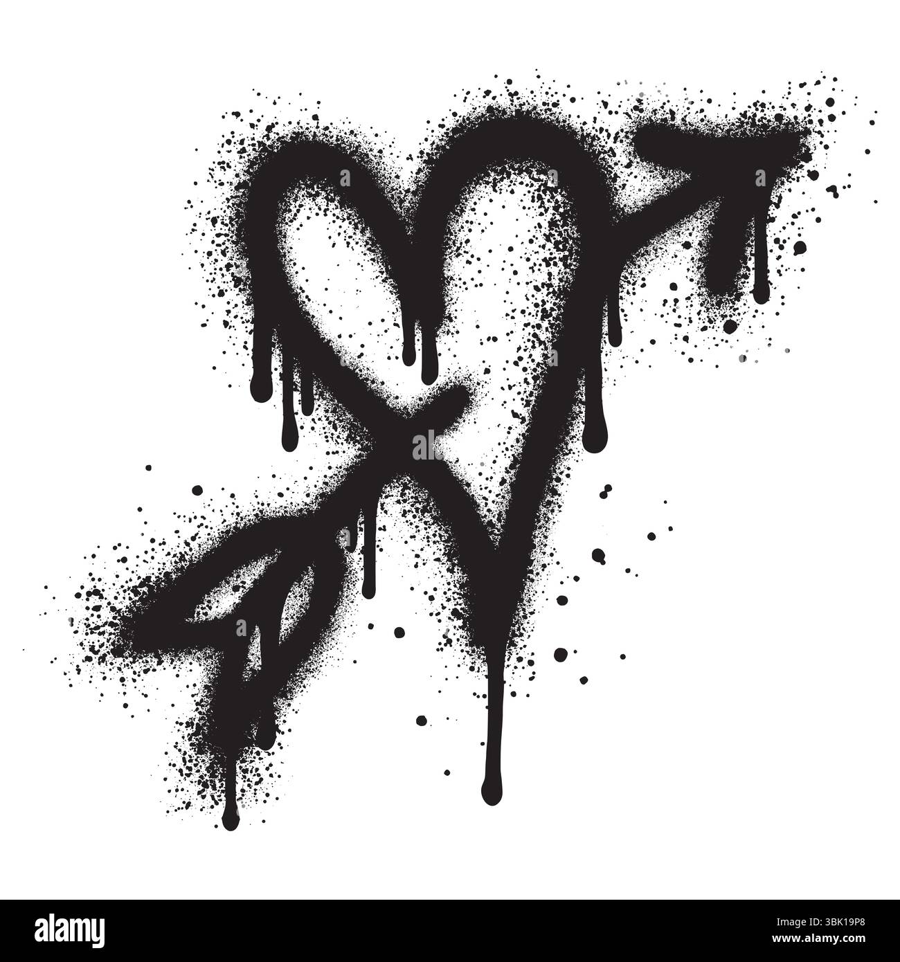 Graffiti-Stil Herz und Pfeil isoliert auf weißem Hintergrund. Stock Vektor