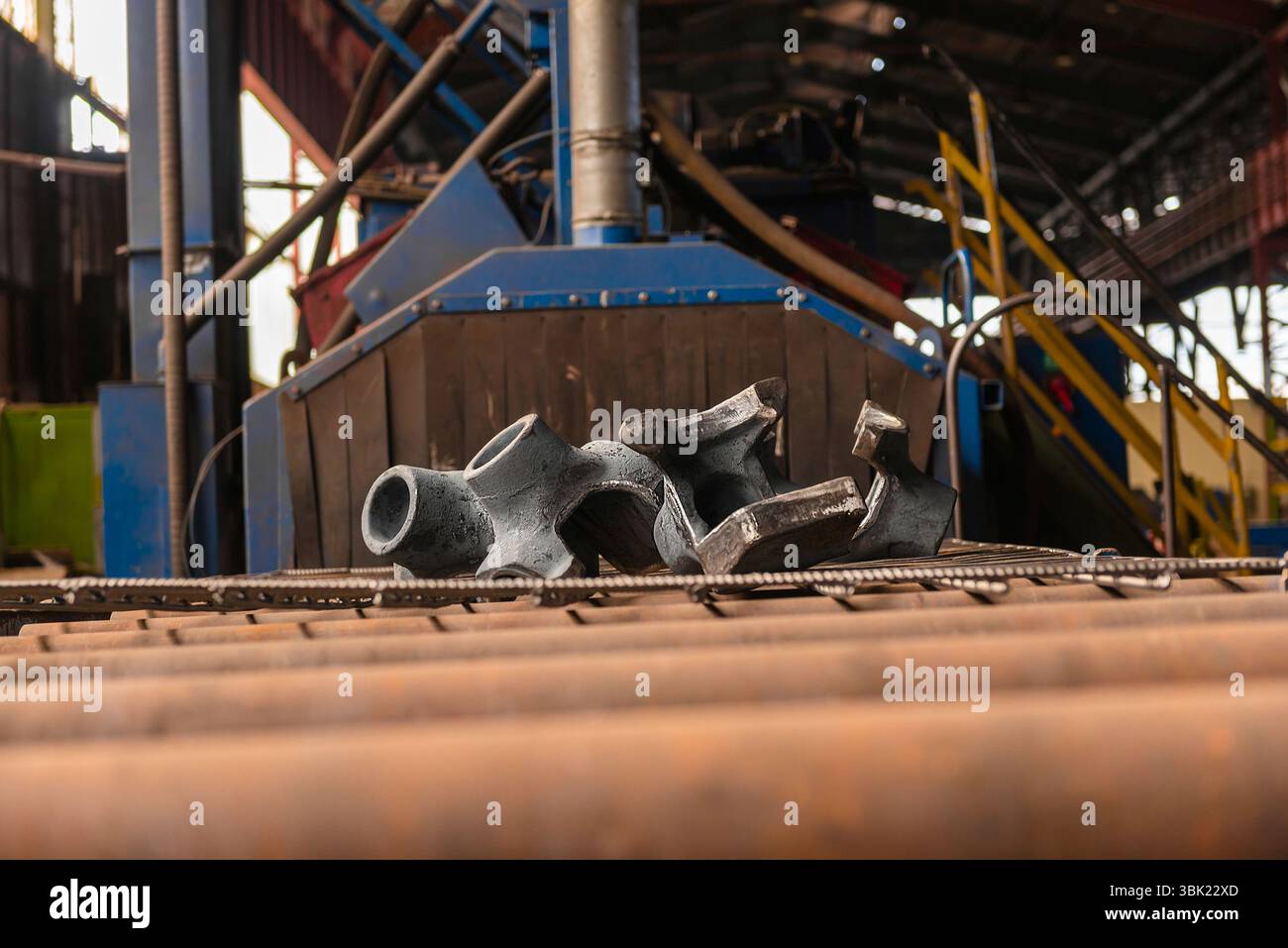 Polierte Stahlprodukte in der Metallindustrie Stockfoto