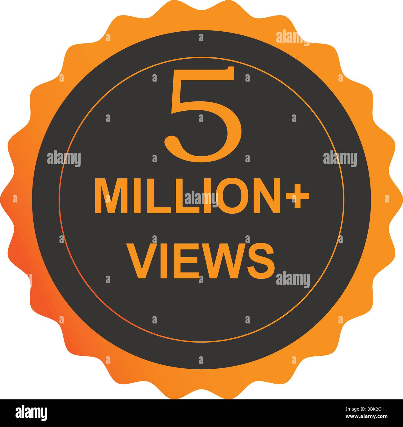 5 Millionen Aufrufe Feier Vektor Post mit Dankeschön und Glückwunsch. Kreisförmiges Hintergrunddesign, perfekt für Meilensteine in sozialen Medien und digitale Medien. Stock Vektor