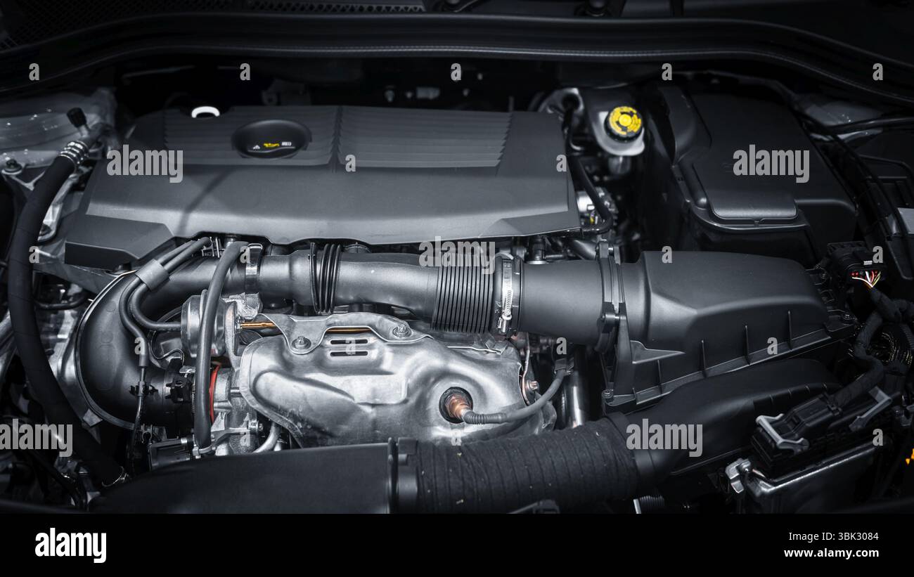 Detail-Foto von einem sauberen Automotor Stockfoto