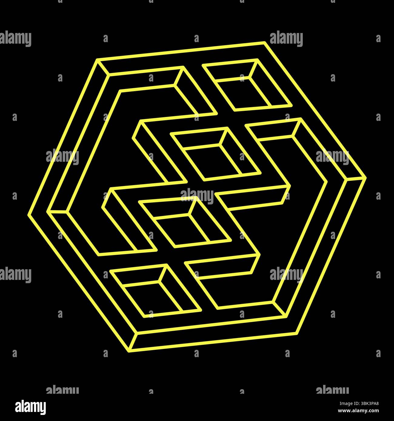 Unmögliche Form des Logos, optisches Illusionsobjekt. Optische Kunst. Figur mit heiliger Geometrie. Stock Vektor