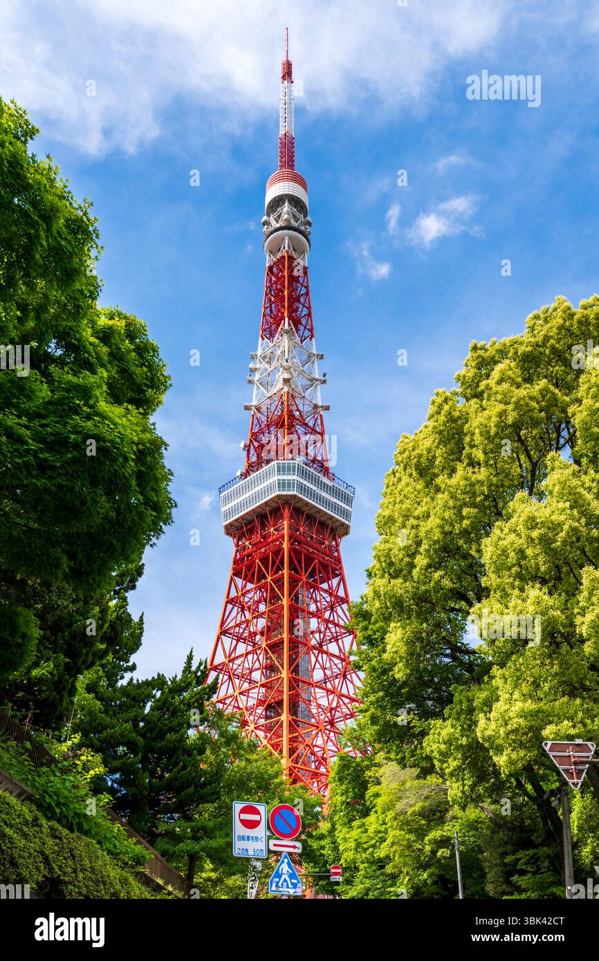Der Tokyo Tower, auch bekannt als Japan Radio Tower, ist ein Kommunikations- und Aussichtsturm in Minato, Tokio, Japan Stockfoto