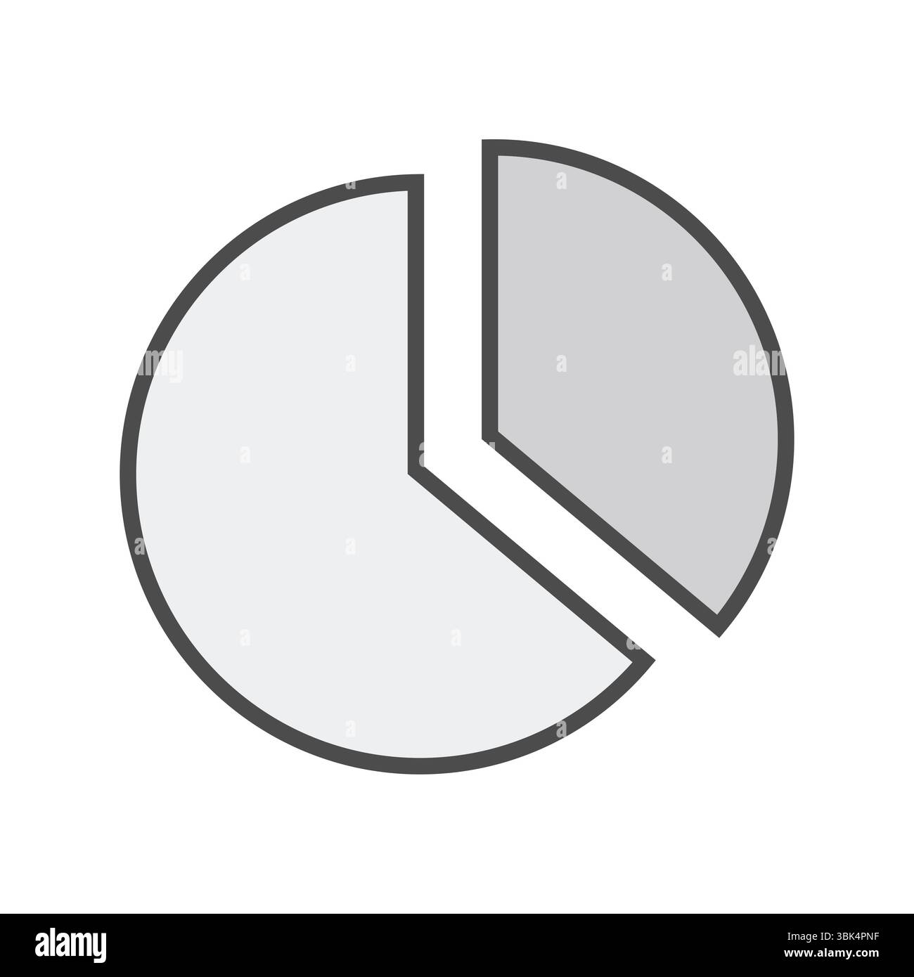 Nahaufnahme des Tortendiagramms über weißem Hintergrund Stockfoto