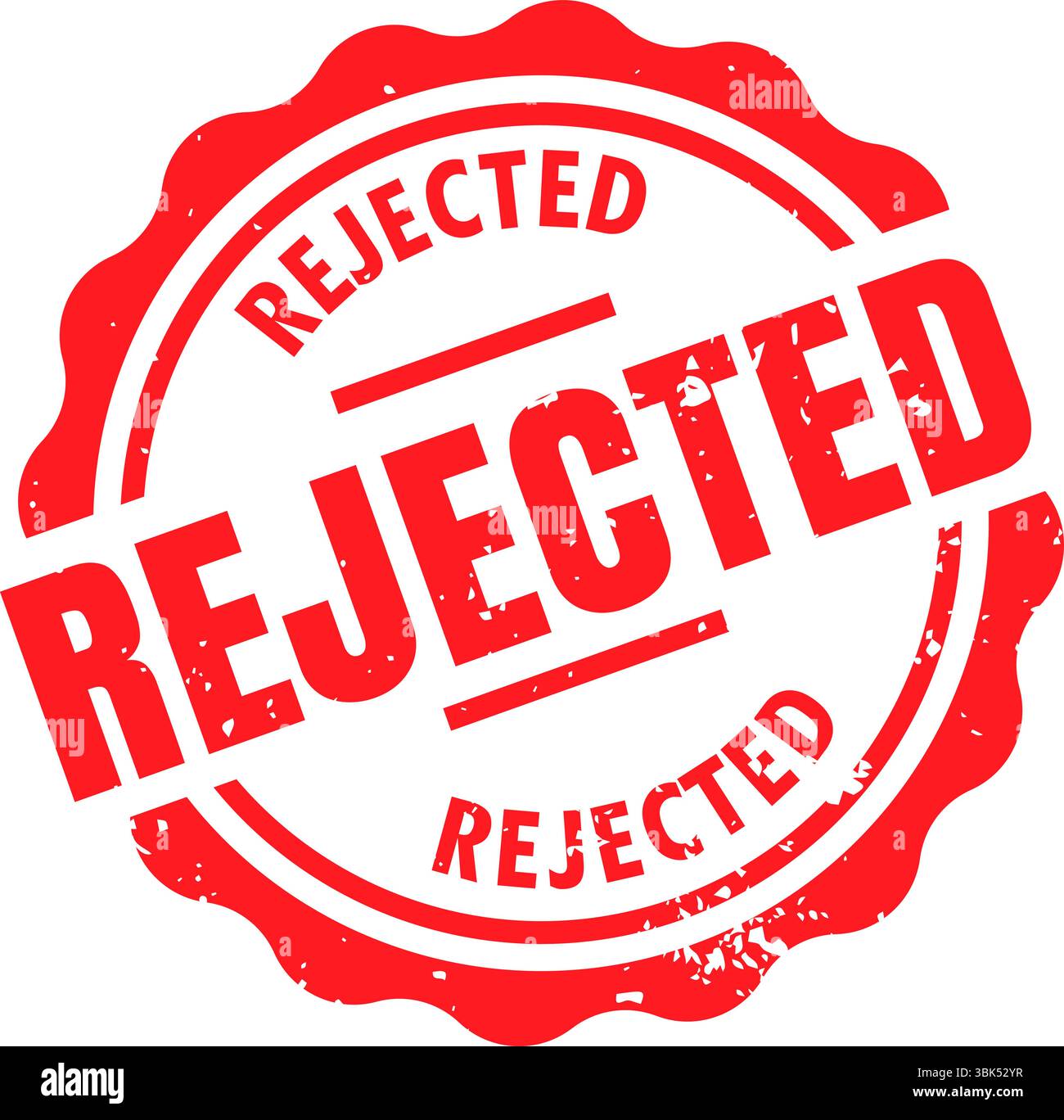 „Rejected Red Grunge Rubber Stamp“ – Abzeichen Für Vektorablehnungen Stock Vektor