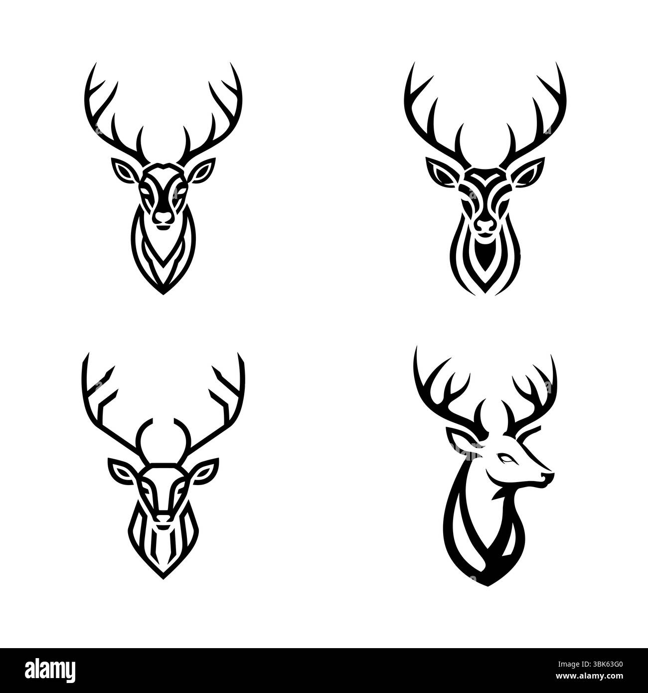 Abstraktes Hirschkopf-Logo. Stilisiertes Hirsch-Logo auf weißem Hintergrund Stock Vektor