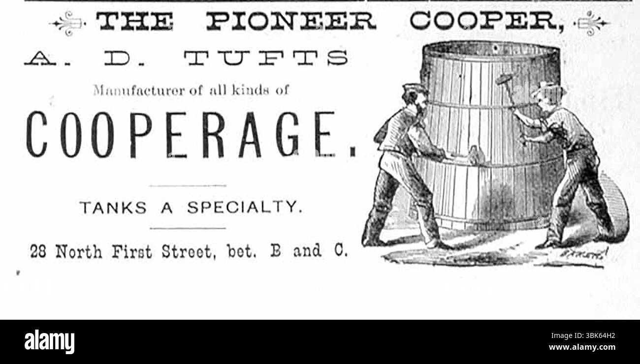 1887 Pioneer Cooper Portland, Oregon Werbespot Stockfoto