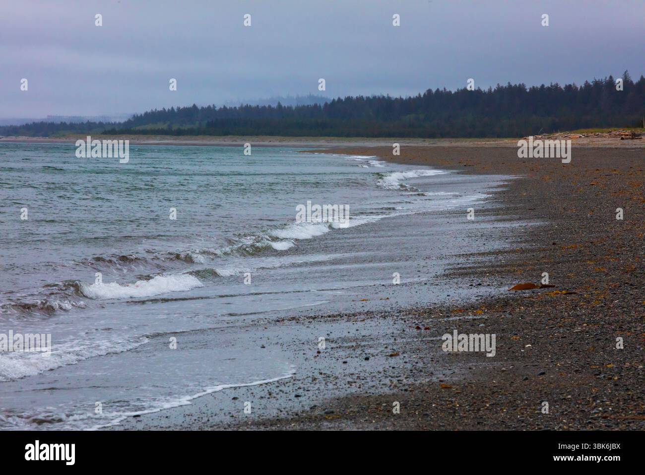 Der Pazifik trifft auf South Beach in der Nähe des Naikon Park auf Haida Gwaiii Island in British Columbia, Kanada Stockfoto