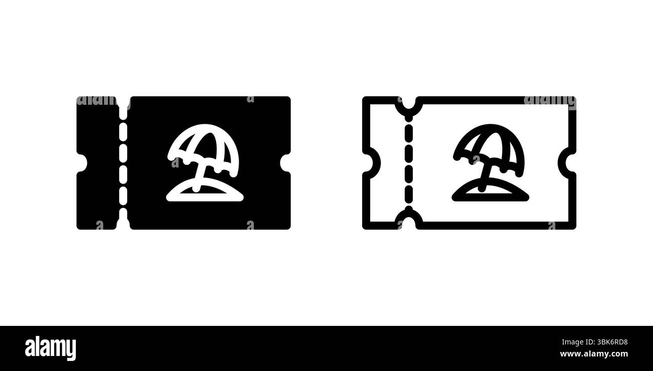 Ticket Für Das Sommerfestival. Ein schwarzes Symbol eines Tickets, das Ereignisse darstellt. Stock Vektor