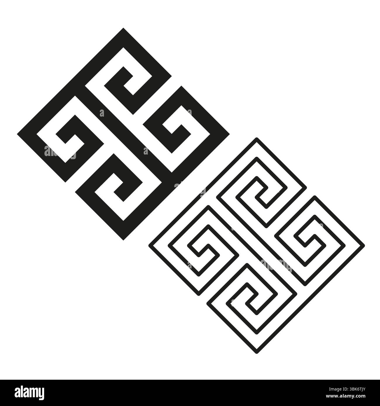 Griechische Ornamentik. Vektor des Labyrinthmusters. Abstraktes Kachelelement. Kulturelle Grenzform. Stock Vektor