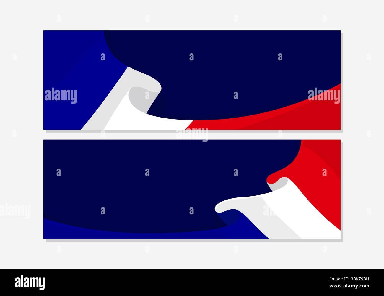 Isolierter Kopierraum Bannervorlagensatz mit französischer Flagge und dunkelblauem Hintergrund geeignet für Werbebanner, die auf wichtigen Tag in Französisch bezogen sind Stock Vektor